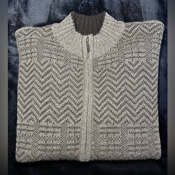 Aldo Contini Italia Zip Up Sweater, Brown w/pattern, Size Large - Picture 3 of 16